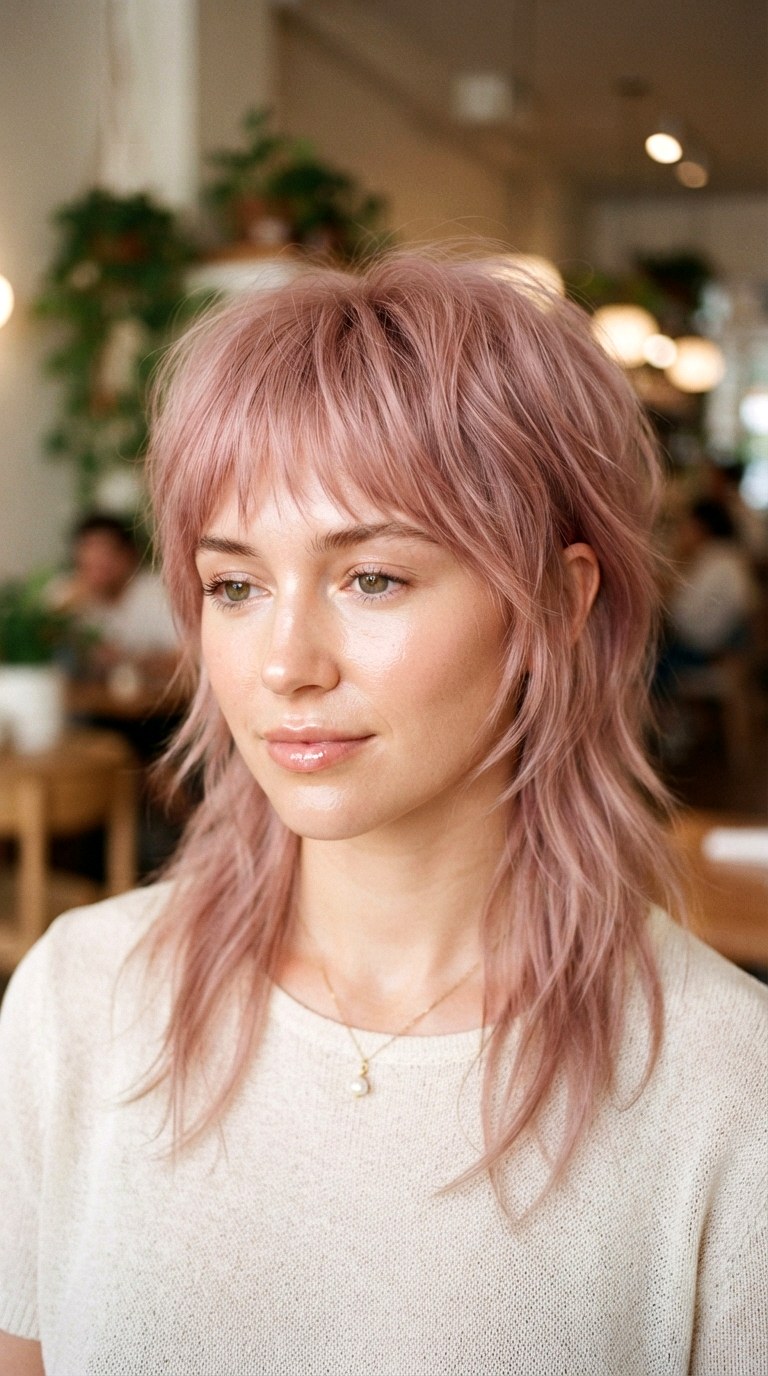 Shaggy Mullet with Air Bangs - 26 Wolf Cut for Thin Hair