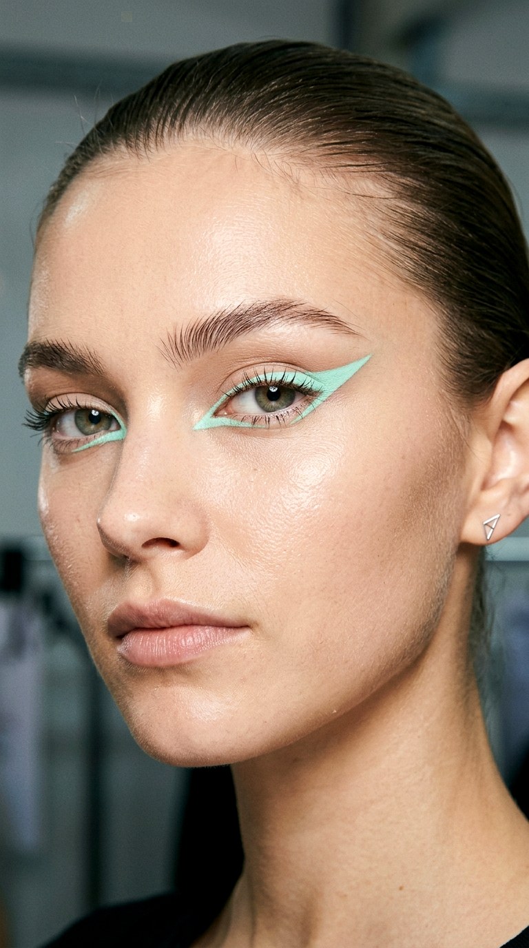 Sharp Angular Mint Liner - 28 Mint Green Graphic Liner Look