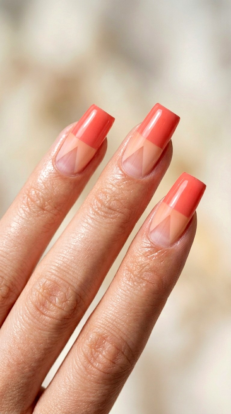 Sheer Almond Negative Space Ombre - 29 Pastel Spring Ombre Nails