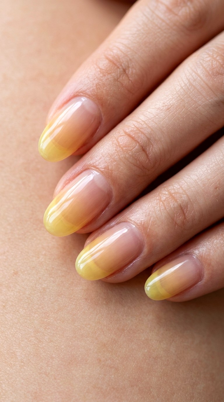 Sheer Jelly Butter Yellow Fade - 23 Soft Spring Ombre Nails