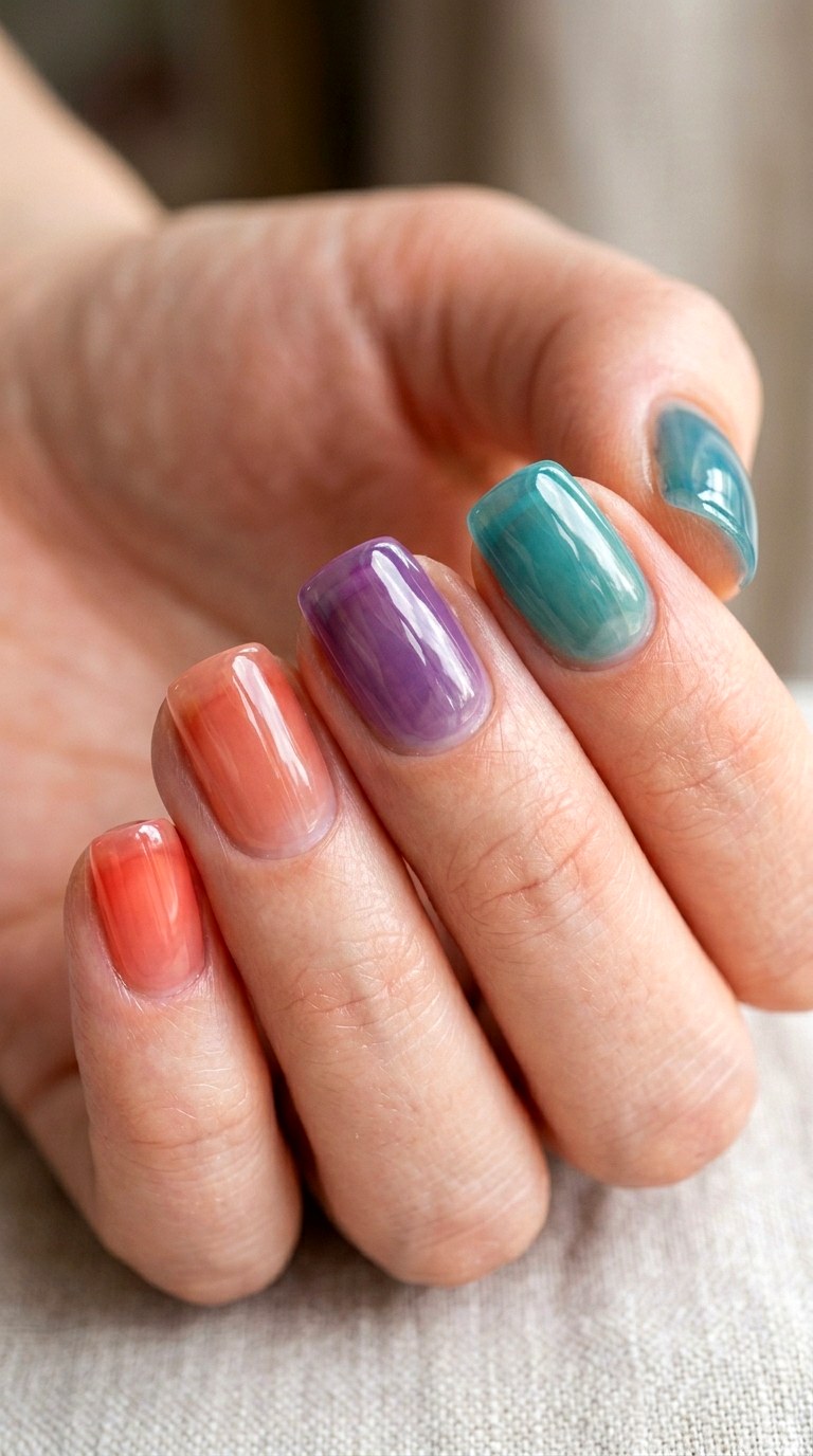 Sheer Jelly Rainbow - 25 Early Season Spring Multicolor Nails