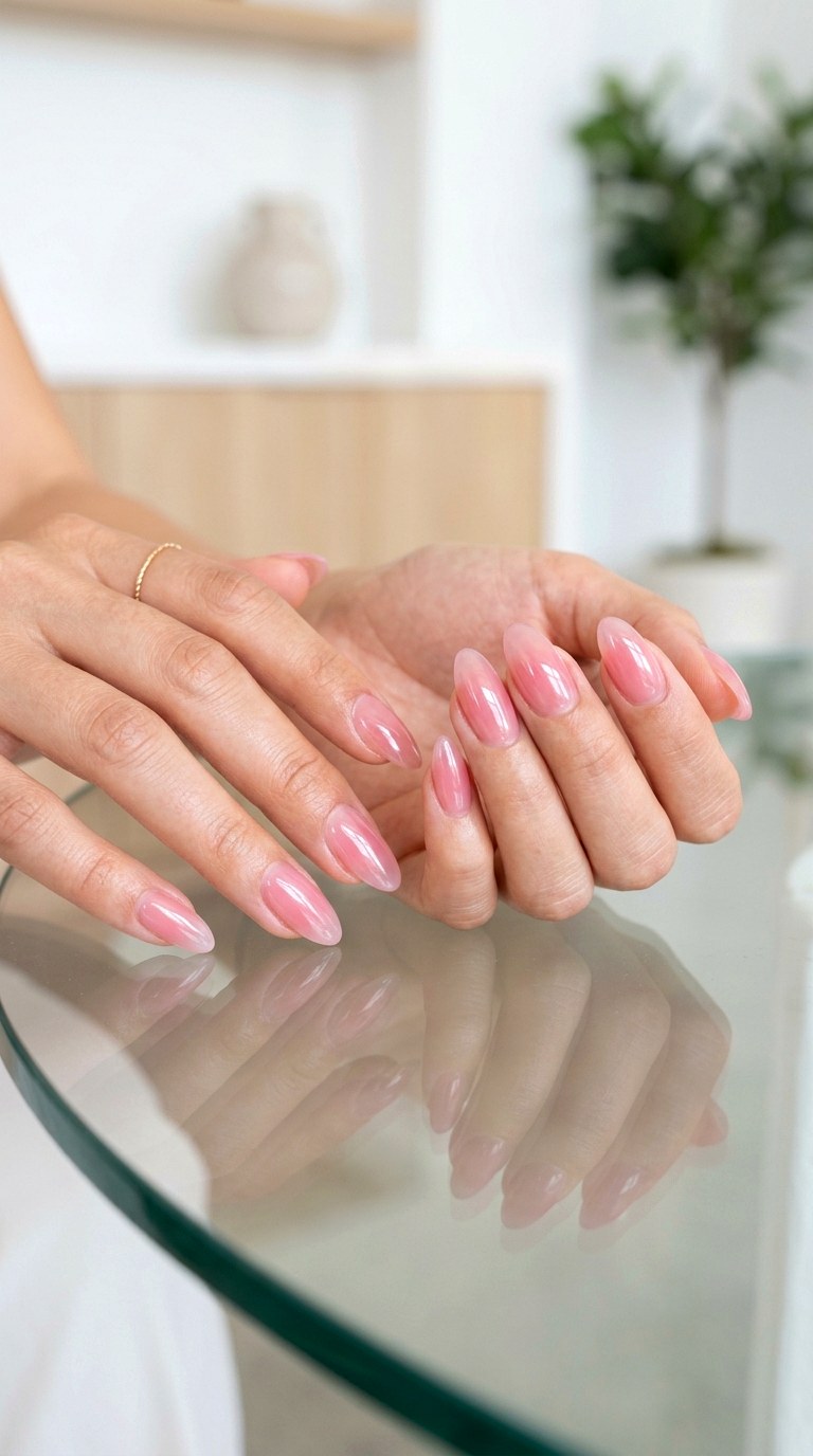 Sheer Pink Glass Nails - 27 Viral Spring Nail Trends Everyone Is Obsessed With