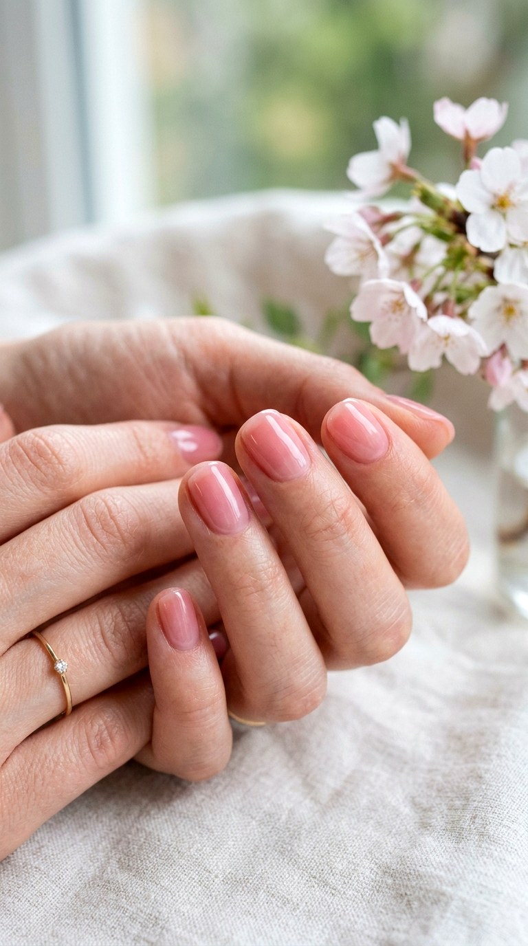 Sheer Pink Jelly Nails - 28 Short Spring Nail Designs That Are Cute and Practical