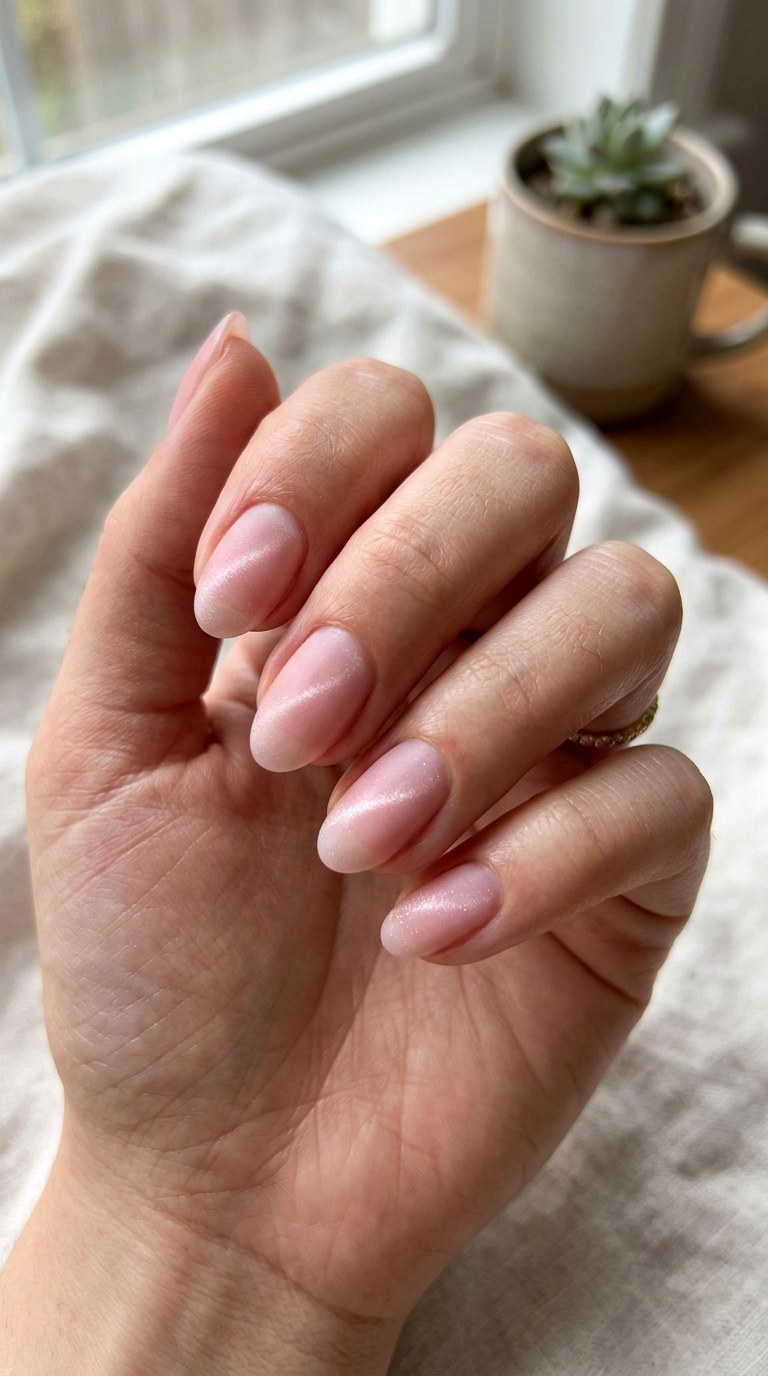 Sheer Pink Matte Cat Eye Nails - 22 Summer Minimal Matte Cat Eye Nails Ideas