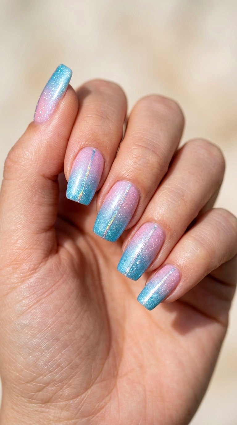 Shimmer Dust Ombre Transition - 29 Pastel Spring Ombre Nails