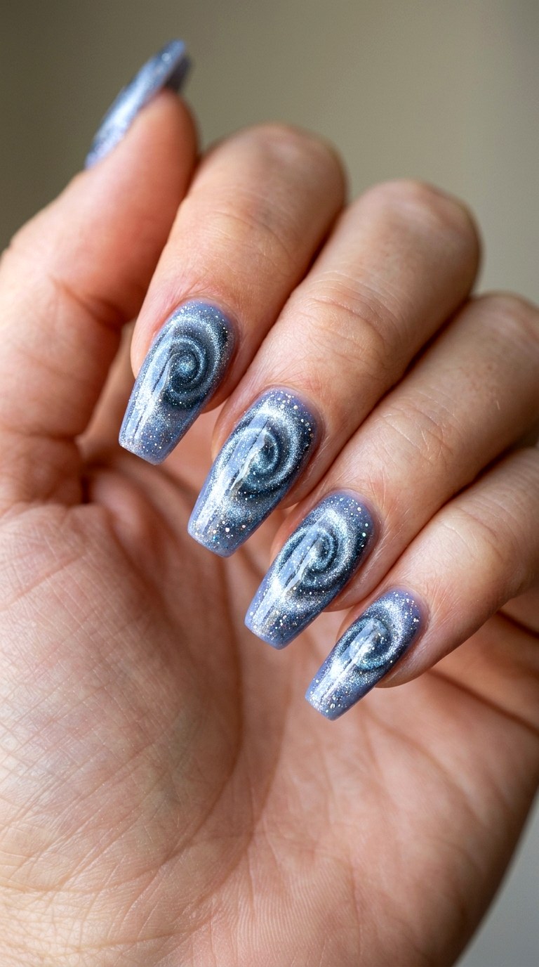 Shimmering Cat Eye Swirls - 29 Fun Spring Multicolor Nails