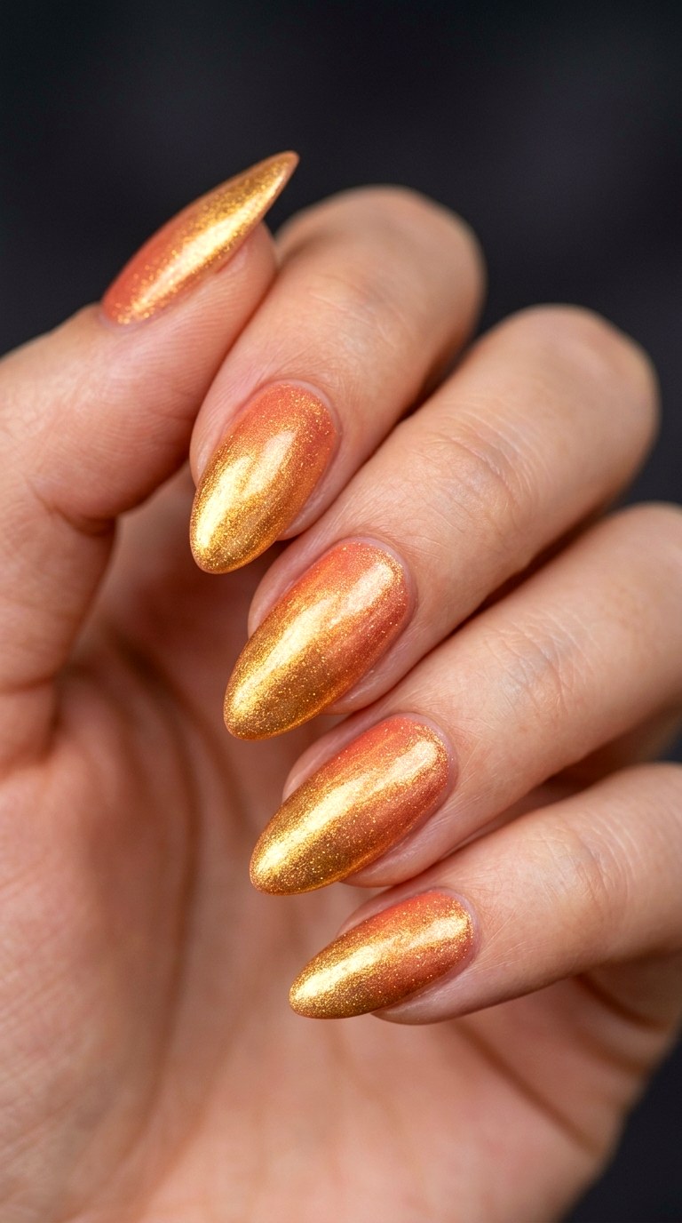 Shimmering Peach Nectar - 20 Peach Spring Ombre Nails