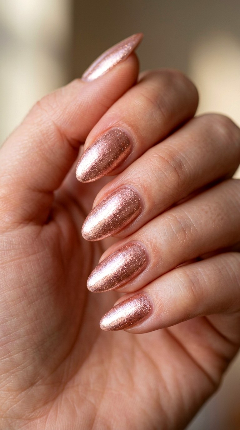 Shimmering Rose Gold - 26 Durable Spring Color Street Nails