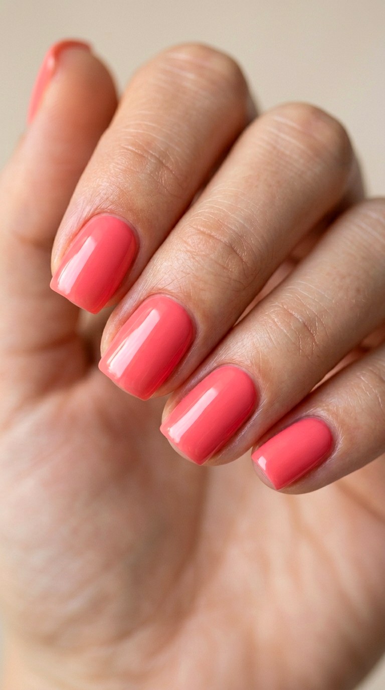 Short Square Coral Cuties - 27 Cute Spring Color Street Nails