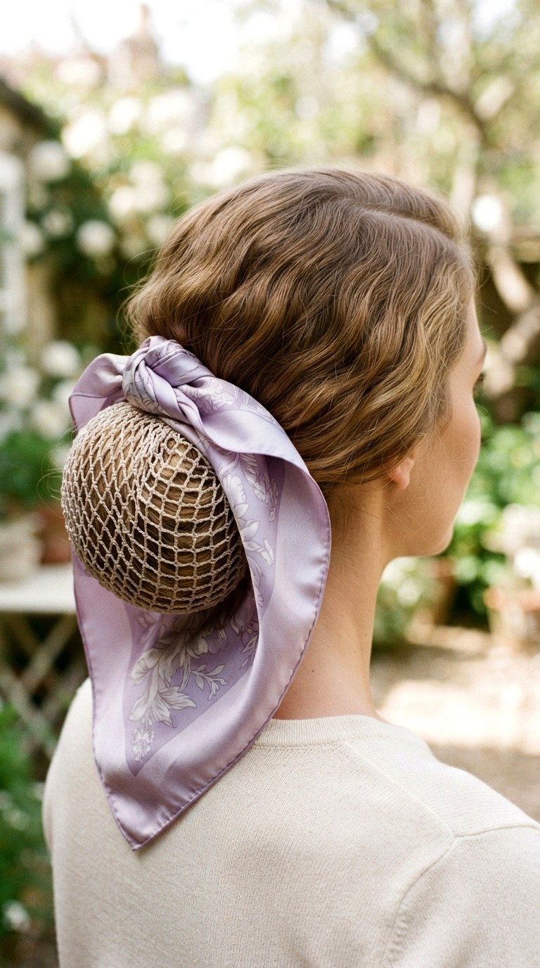 Side Part Snood - 25 silk bandana hairstyles