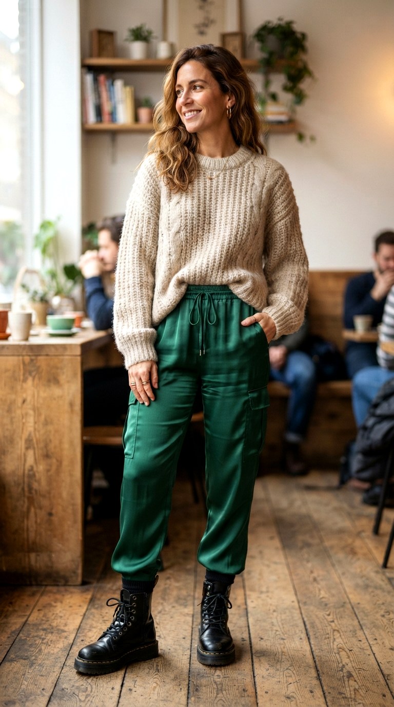 Silk Cargos and a Chunky Knit - 28 cargo pants outfits women