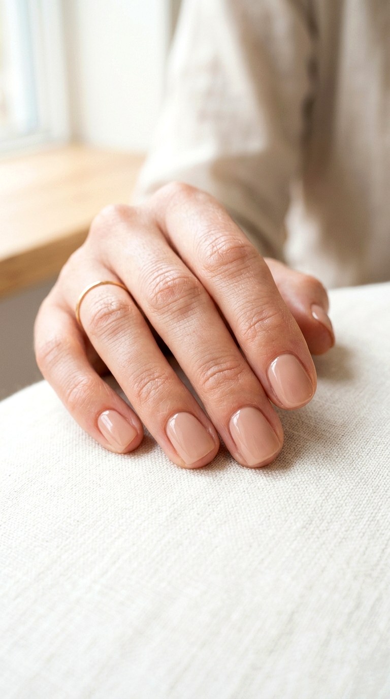 Simple Glossy Nude Nails - 28 Short Spring Nail Designs That Are Cute and Practical