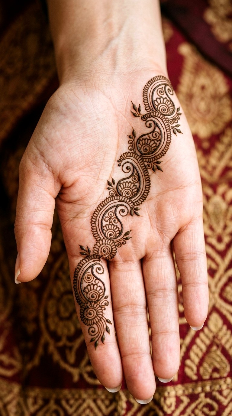 Simple Paisley Chains - 24 henna designs easy