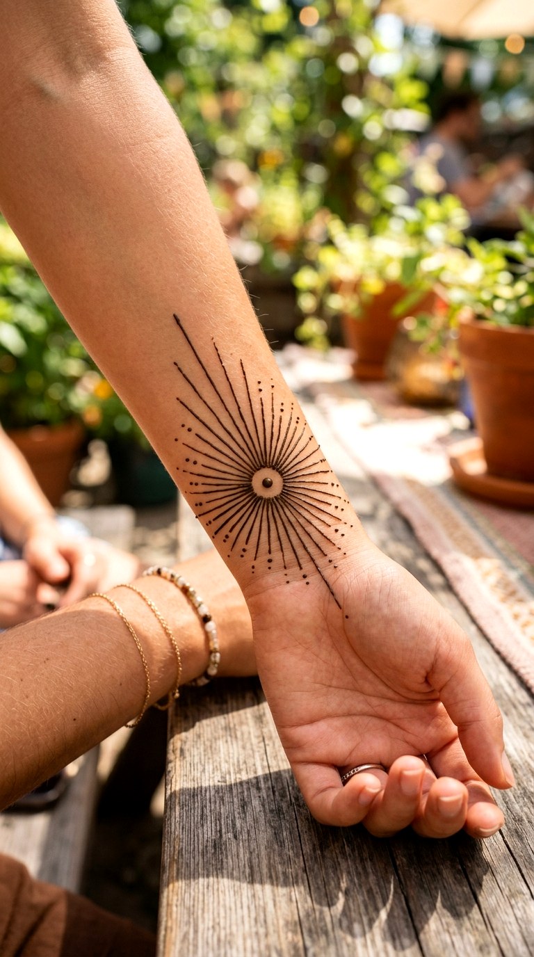 Simple Sunburst Rays - 24 henna designs easy