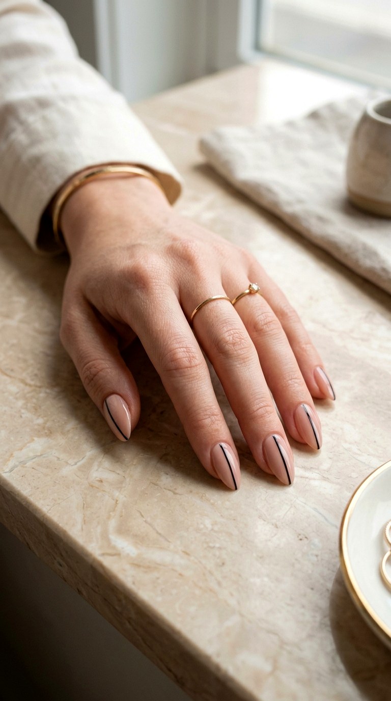 Simple Vertical Line Nails - 25 Minimalist Spring Nails That Look Elegant and Trendy