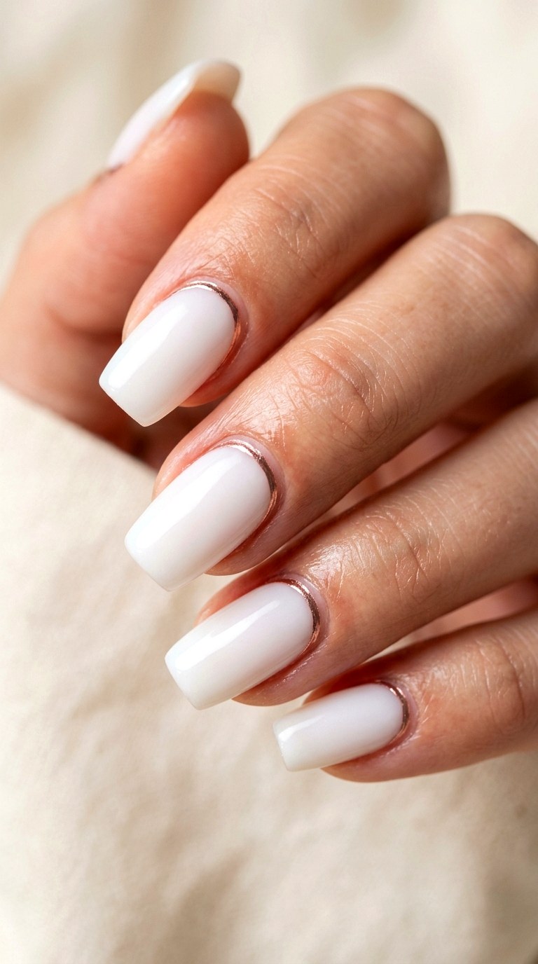 Single Stroke Rose Gold Contours - 29 Fine-Line Spring Acrylic Nails