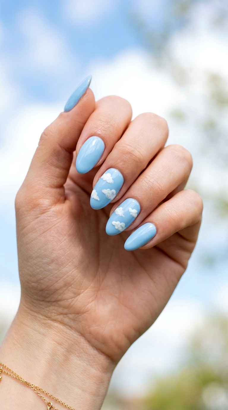 Sky Blue Spring Nails - 22 Cute Spring Nail Ideas for a Fresh Seasonal Manicure