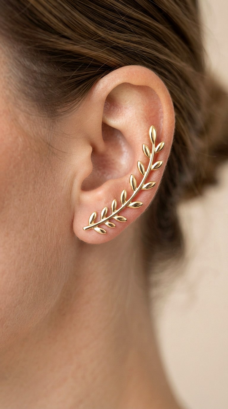 Sleek Linear Gold Crawlers - 25 gold earrings stack