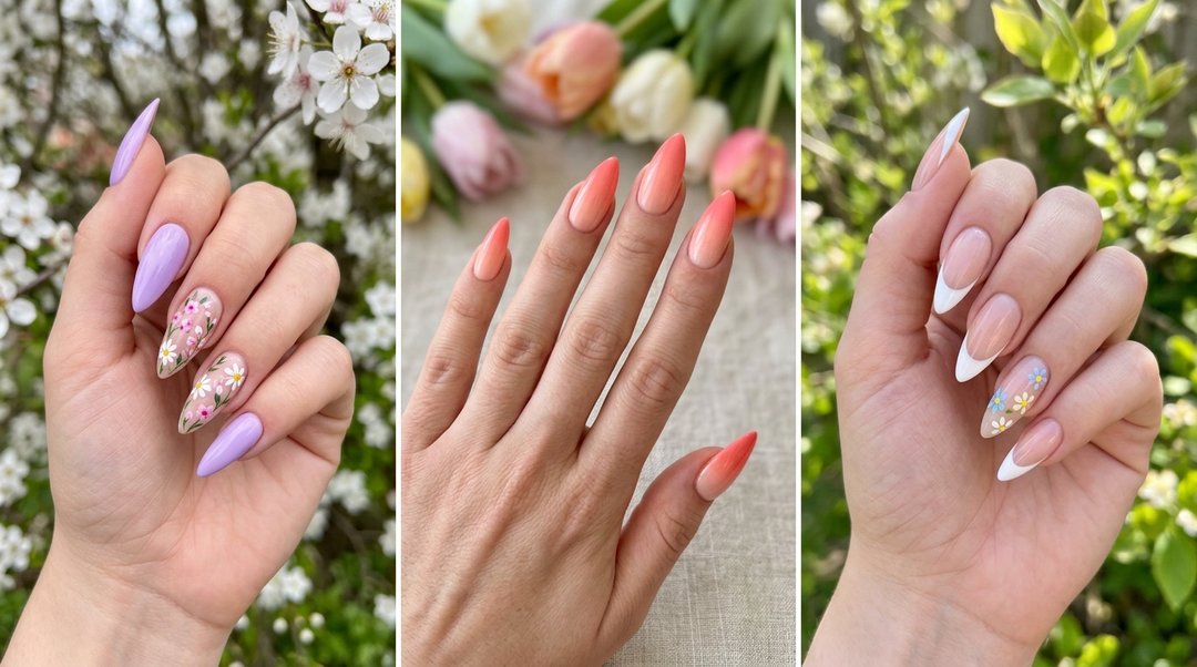 Sleek Spring Stiletto Nails Collage
