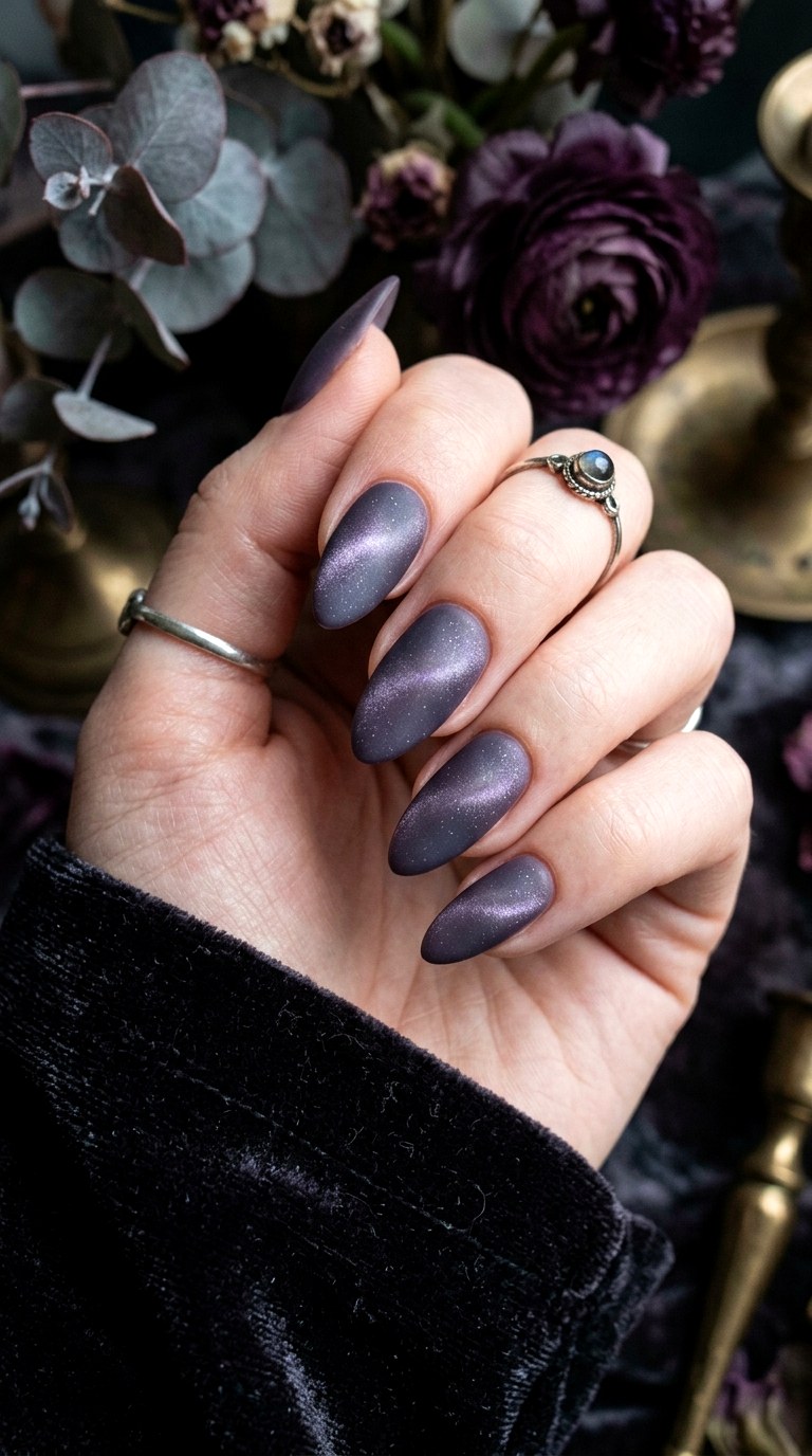 Smoky Lilac Matte Cat Eye Nails - 22 Summer Minimal Matte Cat Eye Nails Ideas