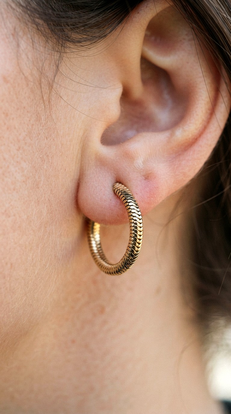 Snug Snake Chain Huggies - 25 gold earrings stack