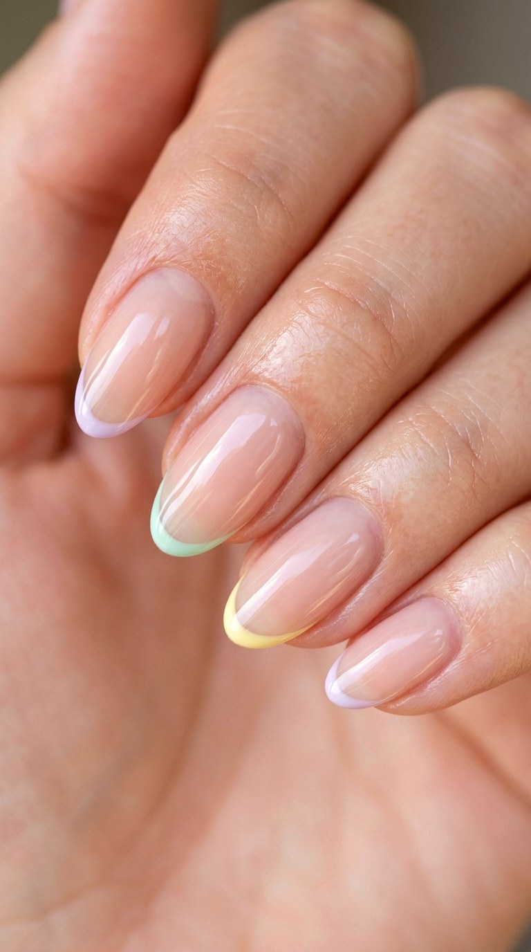 Soap Nails with Pastel Tips - 23 Pastel Spring Multicolor Nails