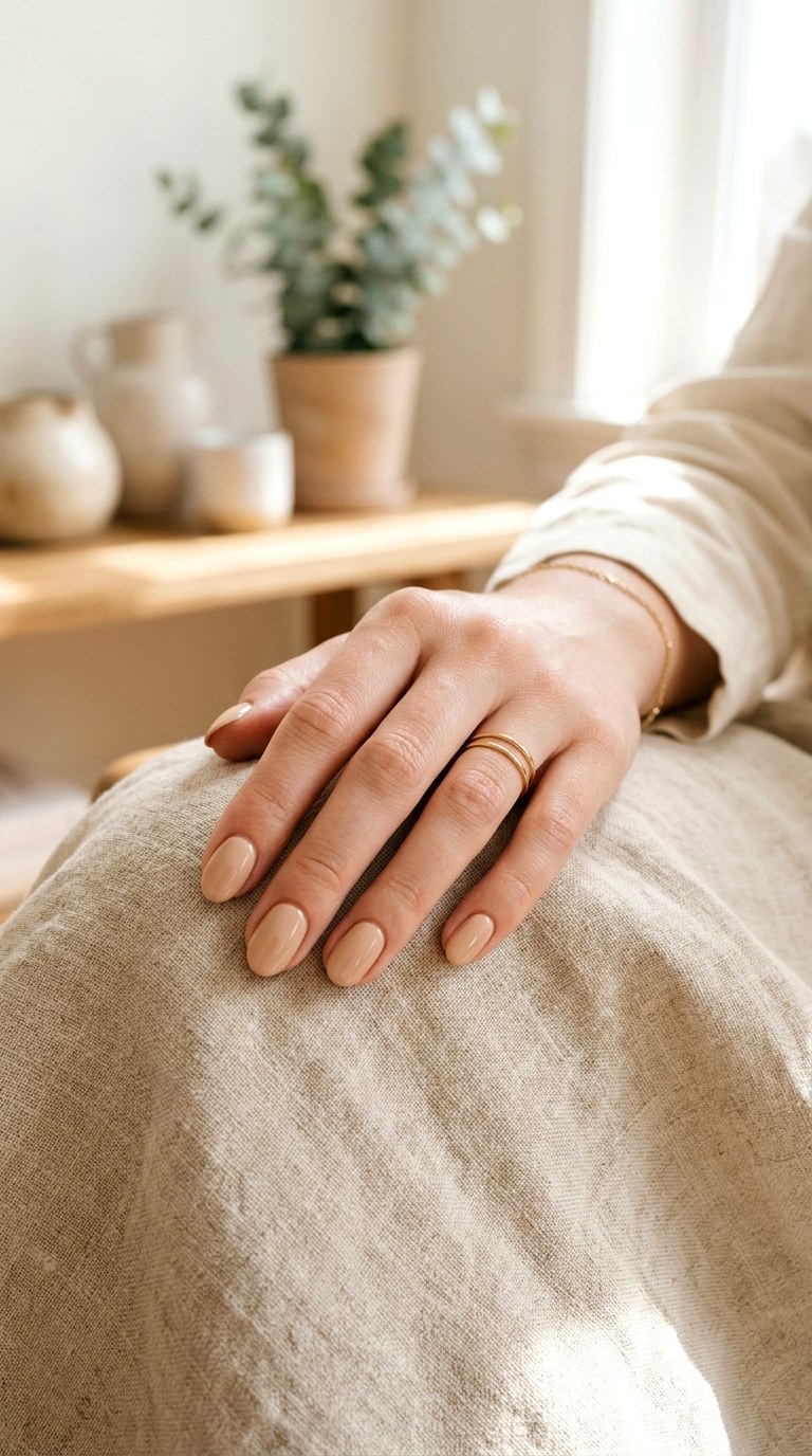 Soft Beige Nails - 25 Minimalist Spring Nails That Look Elegant and Trendy