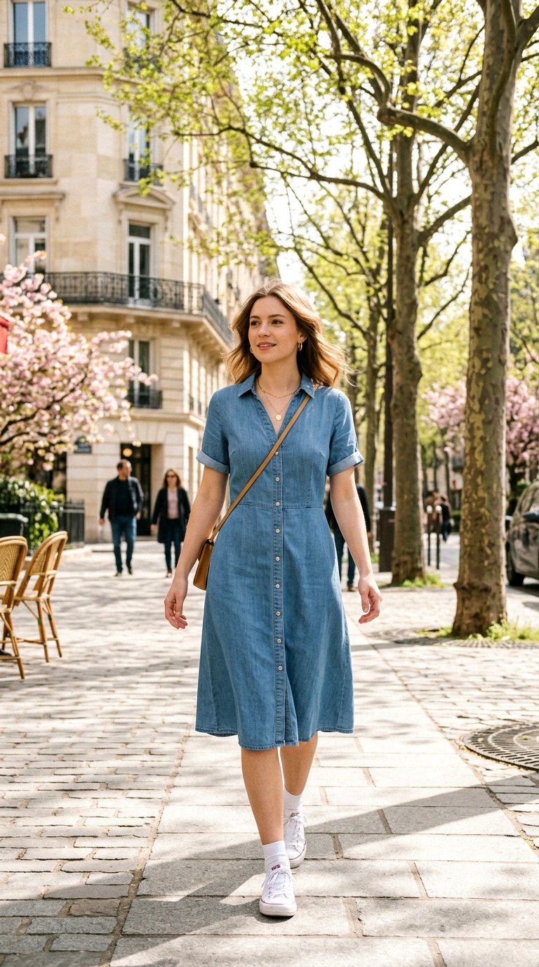 Soft Blue Denim Dresses - 21 Stunning Spring Outfit Ideas 2026 Every Stylish Girl Will Be Wearing