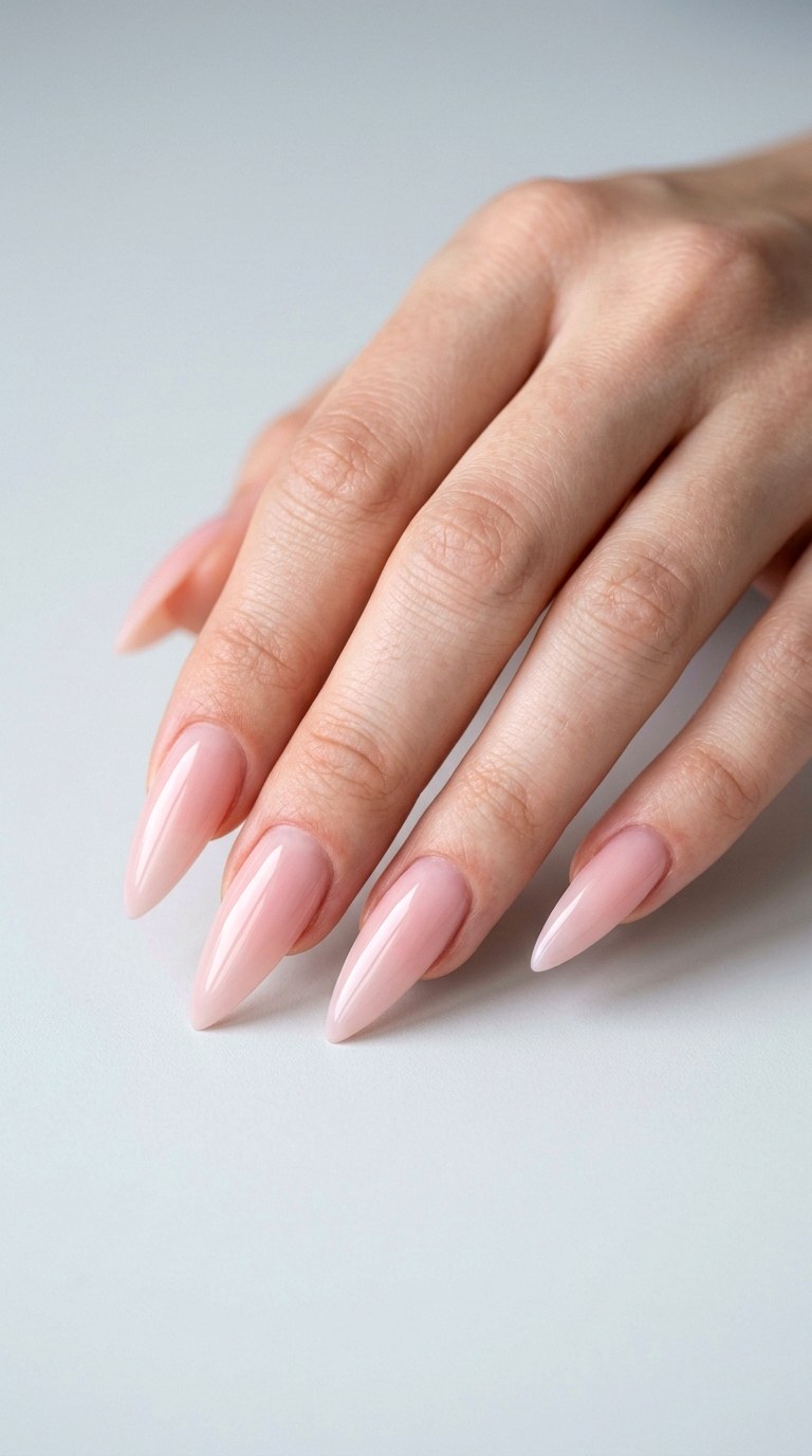 Soft Blush Minimalism - 28 Sharp Spring Stiletto Nails