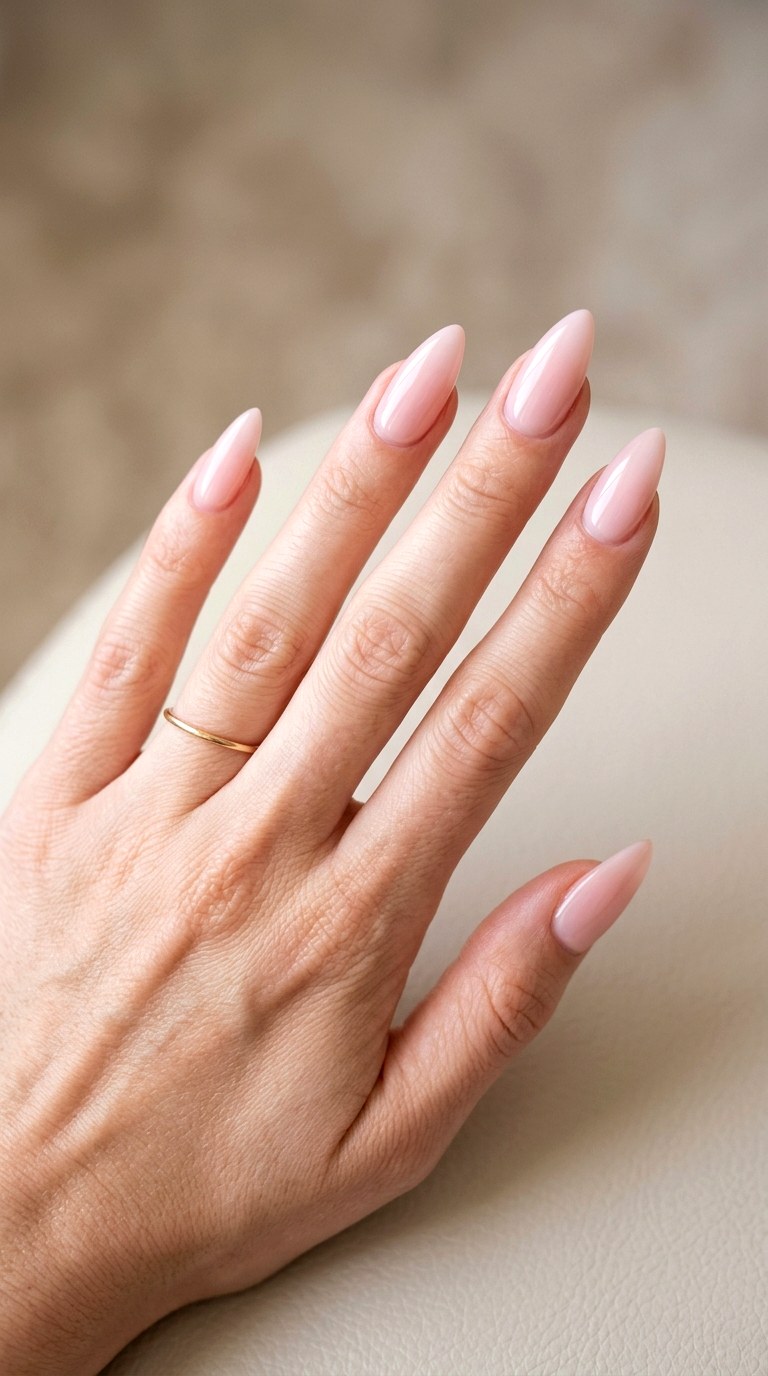 Soft Blush Structural Minimalism - 27 Fierce Spring Stiletto Nails
