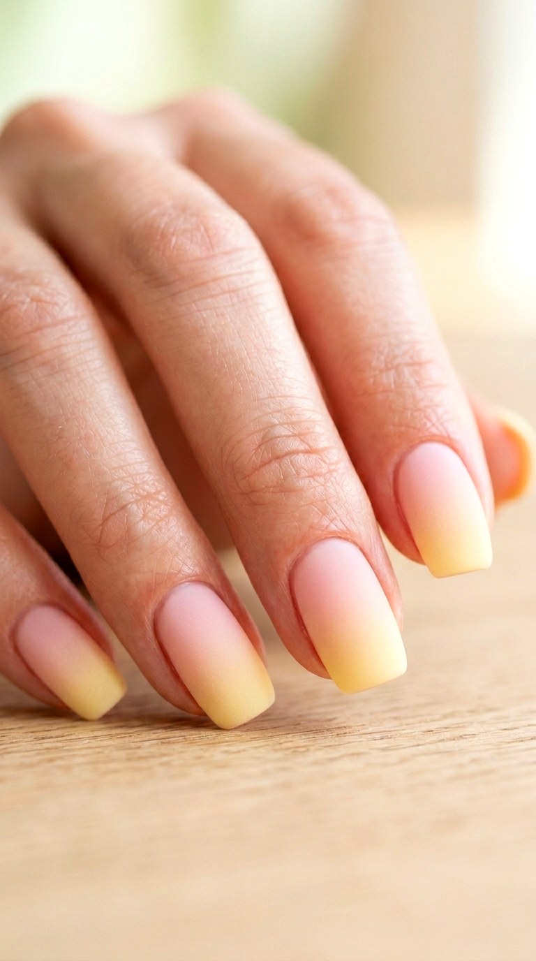 Soft Blush to Butter Yellow Gradient - 25 Sunset Spring Ombre Nails