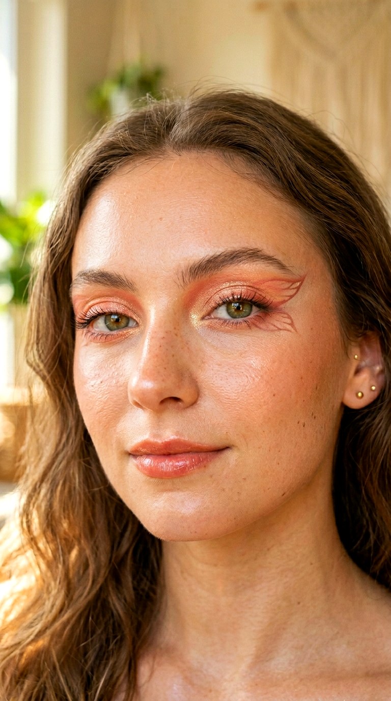 Soft Coral Butterfly Radiance - 27 Butterfly Pastel Eye Makeup