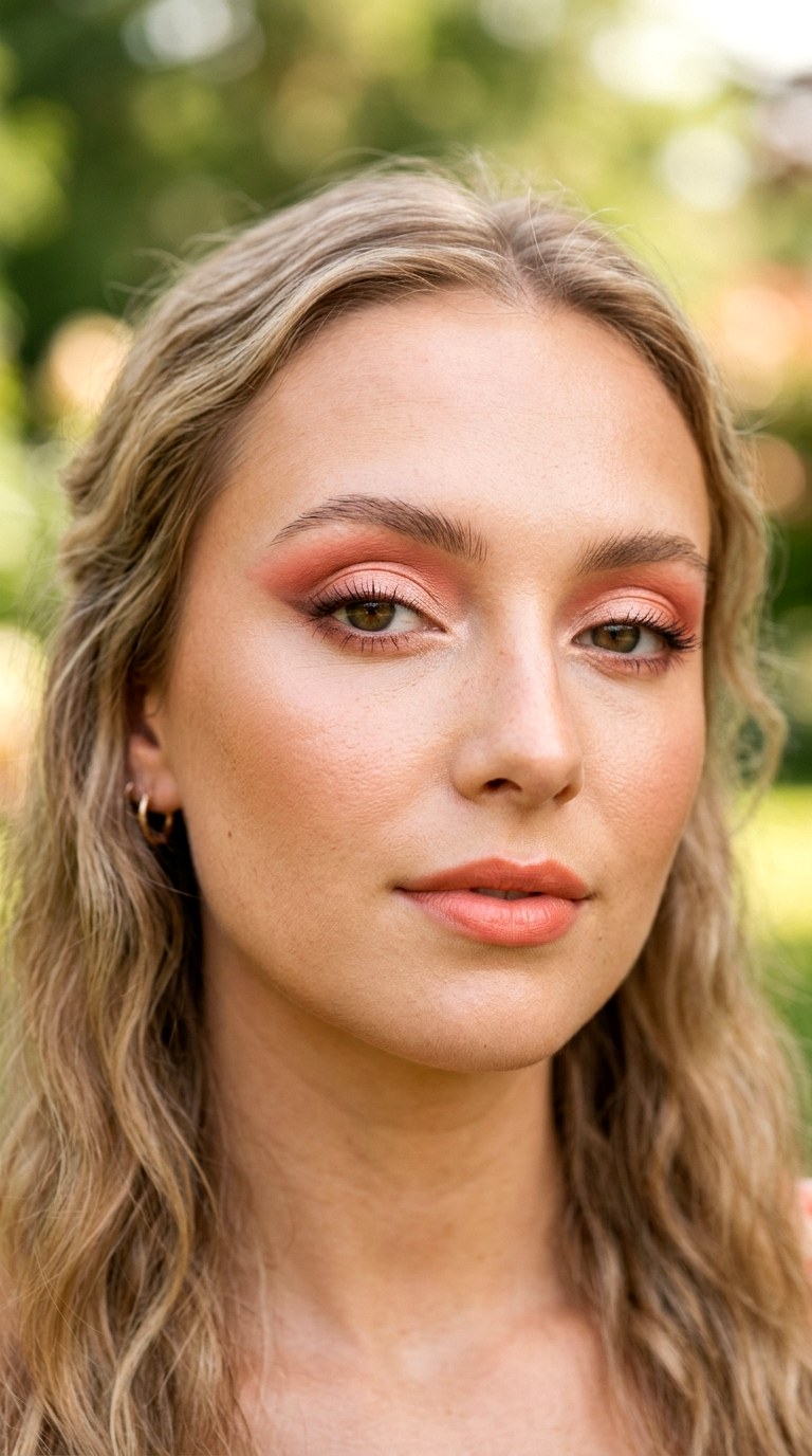 Soft Coral Cut Crease - 22 Summer Colorful Eye Makeup 2026