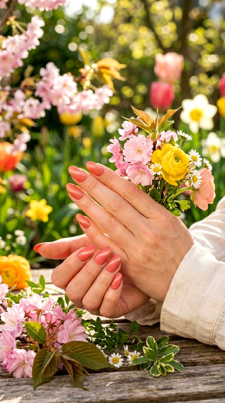 Soft Coral Matte Cat Eye Nails - 20 Spring Minimal Matte Cat Eye Nails Ideas