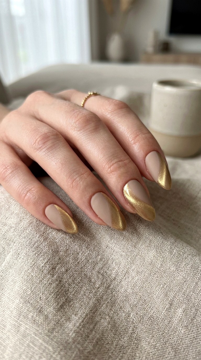 Soft Gold Cat Eye with Floral Accents - 20 Spring Soft Gold Cat Eye Nails Ideas