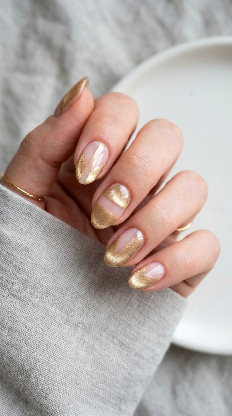 Soft Gold Cat Eye with Negative Space - 20 Summer Soft Gold Cat Eye Nails Ideas