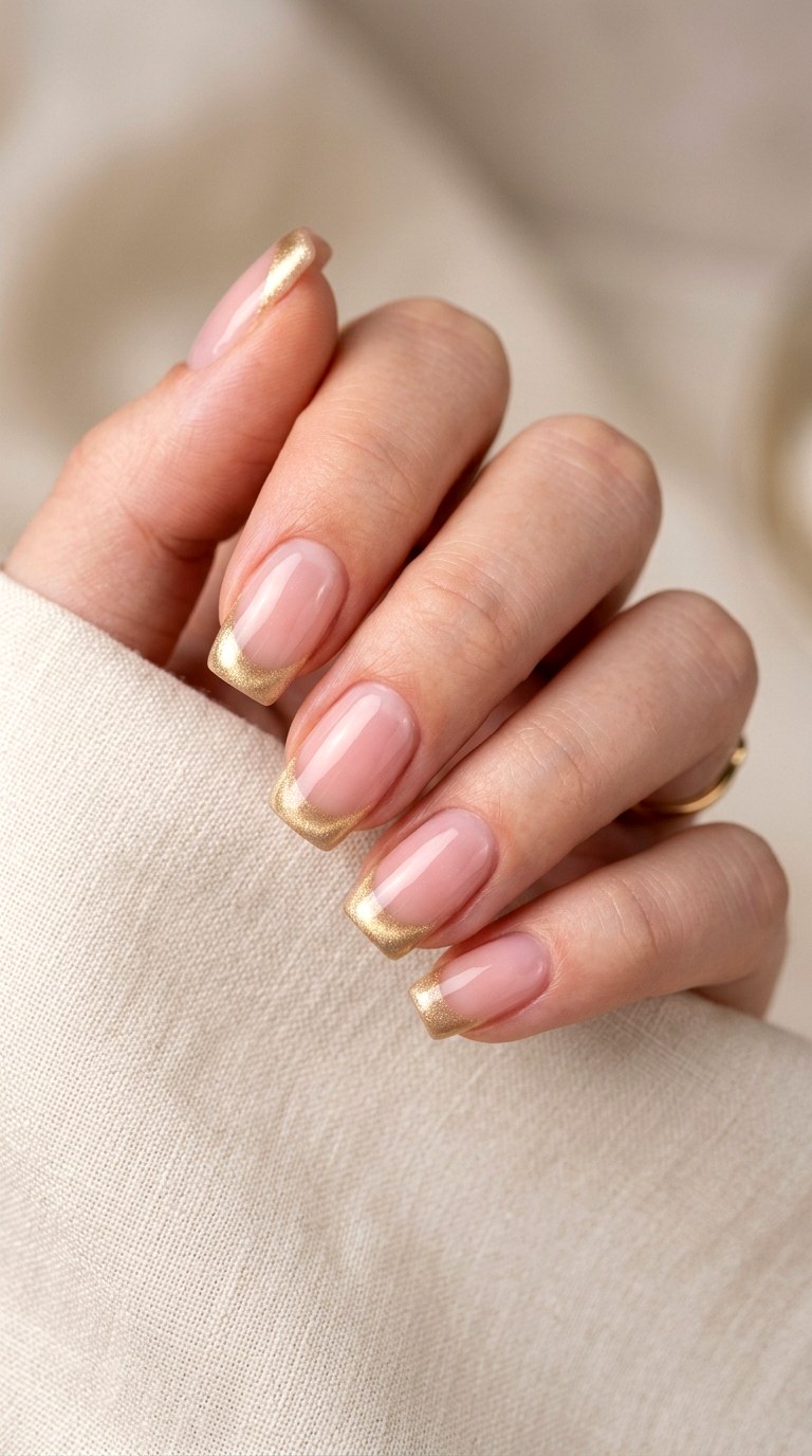 Soft Gold French Tip Cat Eye - 20 Spring Soft Gold Cat Eye Nails Ideas