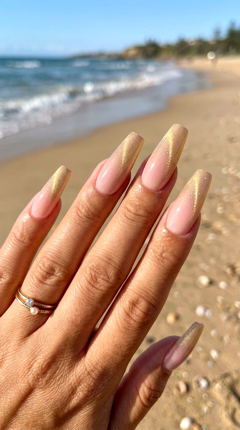 Soft Gold Ombre Cat Eye Nails - 20 Summer Soft Gold Cat Eye Nails Ideas