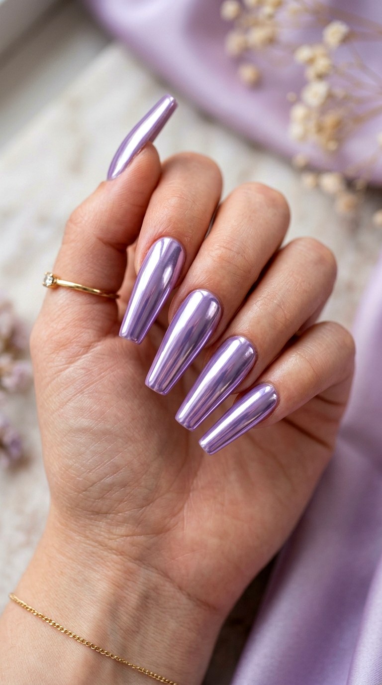 Soft Lavender Chrome Nails - 25 Fresh Spring Nail Colors & Designs You’ll See Everywhere in 2026