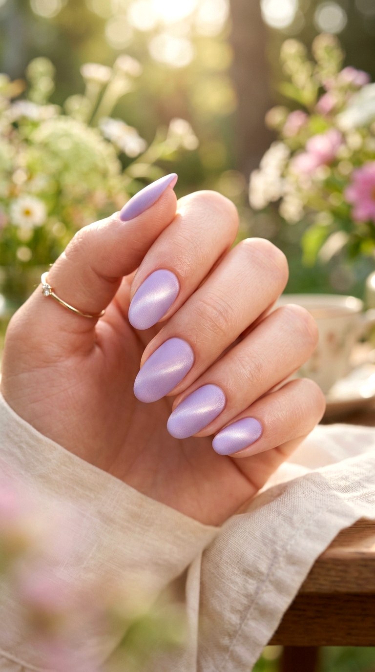 Soft Lavender Matte Cat Eye Nails - 22 Summer Minimal Matte Cat Eye Nails Ideas