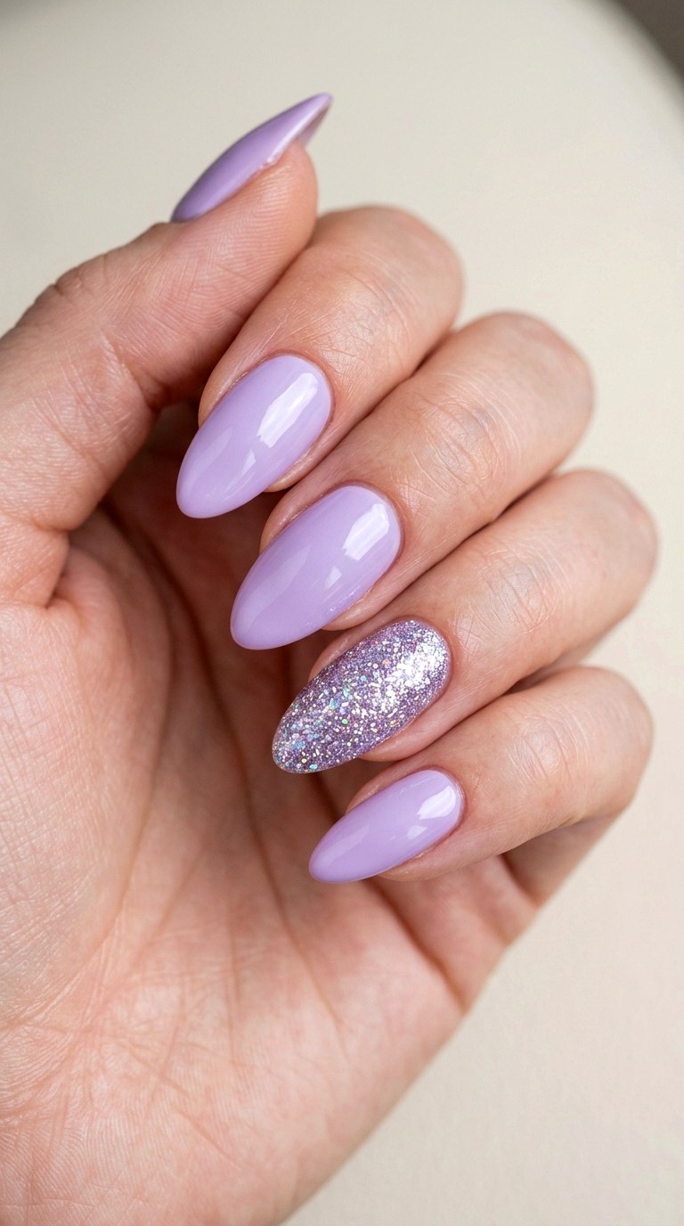 Soft Lavender and Glittering Gloss - 27 Graphic Spring Two Colored Nails