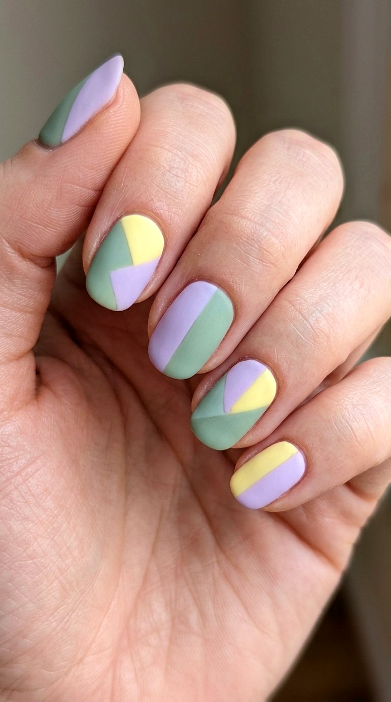 Soft Pastel Color Blocking - 23 Trendy Spring Color Street Nails