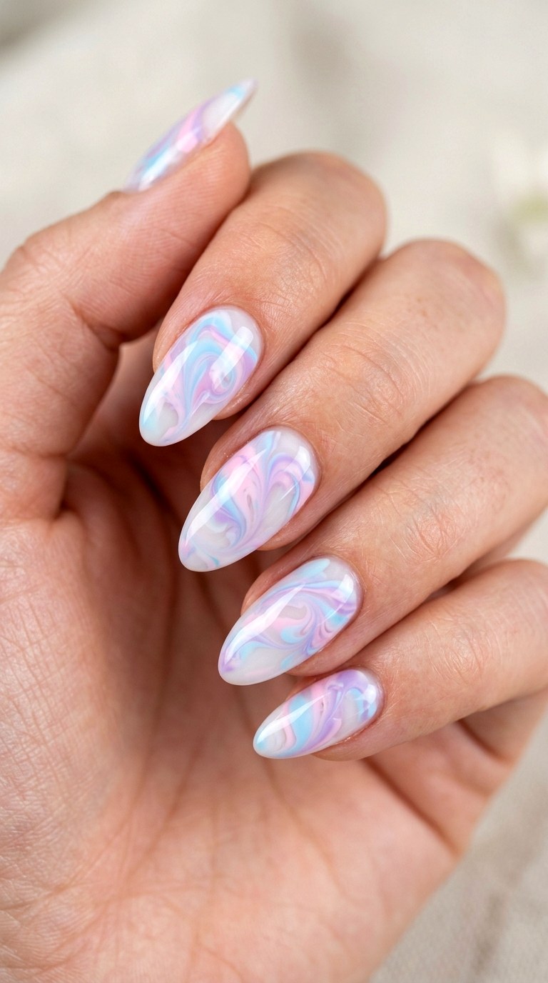 Soft Pastel Marble Swirls - 29 Subtle Spring Multicolor Nails