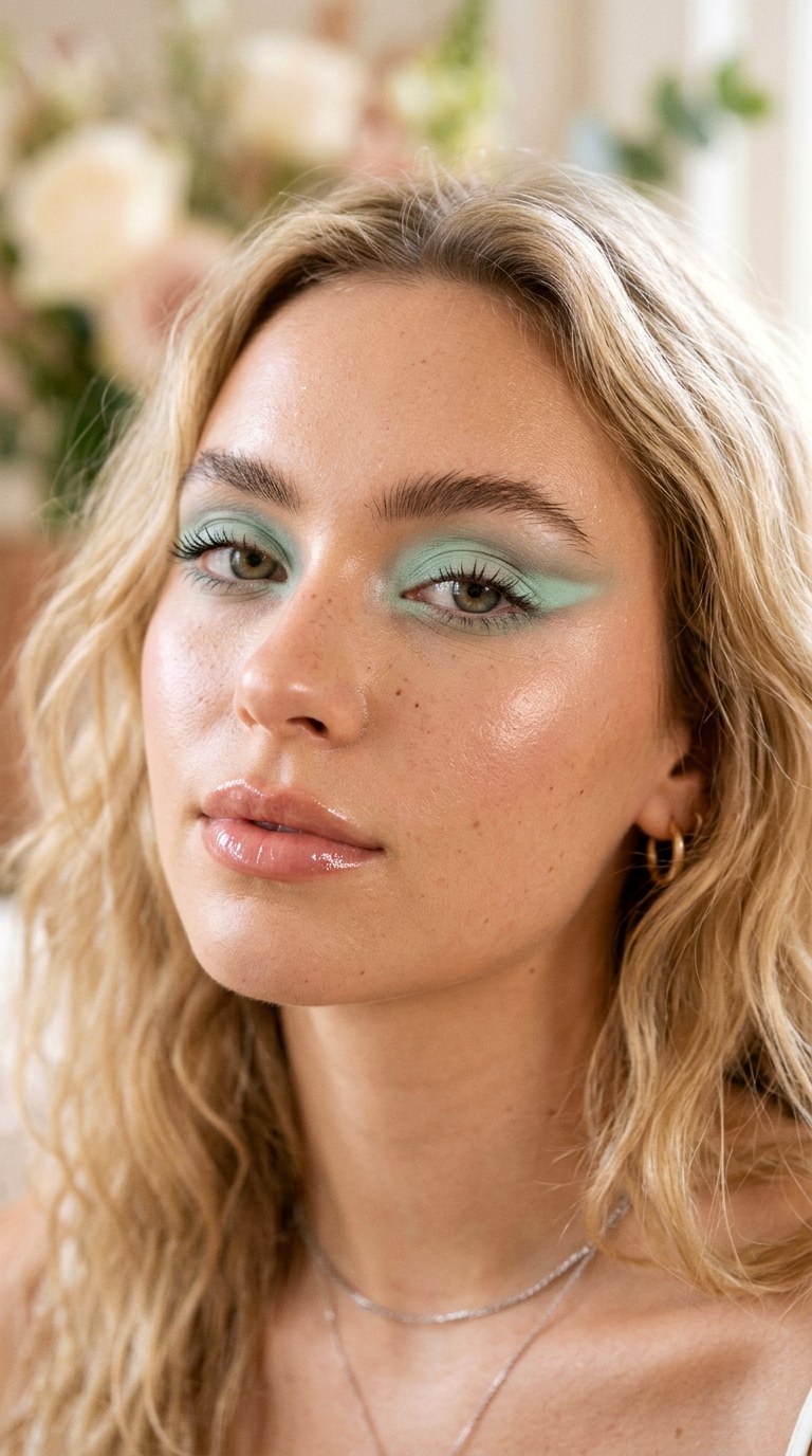 Soft Pastel Mint Smudged Graphic Liner - 28 Mint Green Graphic Liner Look