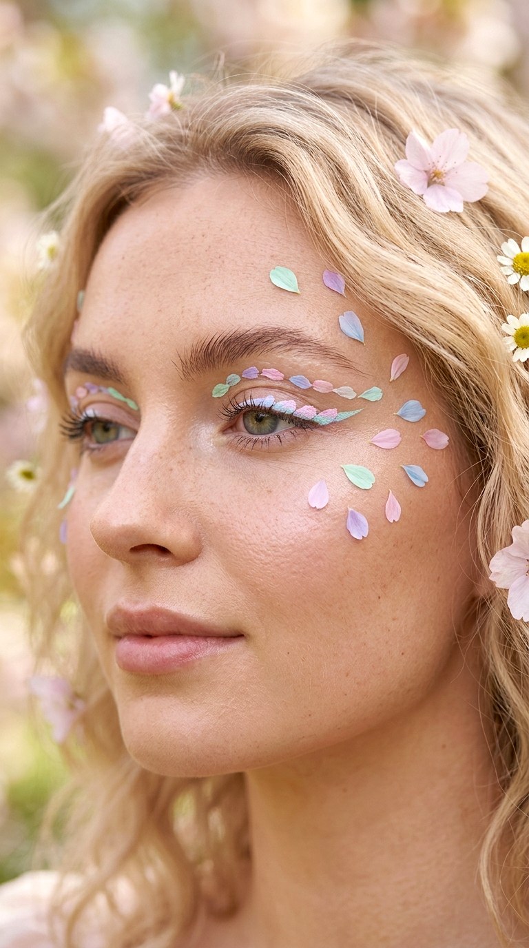 Soft Pastel Rainbow Floating Petals - 22 Floating Petal Spring Eyeliner Dreamy Detached Shapes Inspired by Blooming Garden Energy