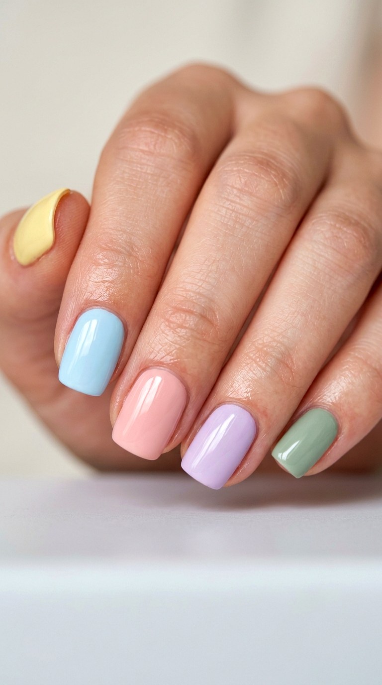 Soft Pastel Skittle Mix - 25 Early Season Spring Multicolor Nails