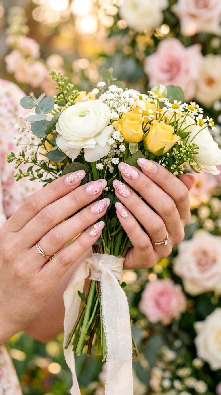 Soft Pink Floral Nails - 30 Aesthetic Spring Nail Designs Trending on Pinterest