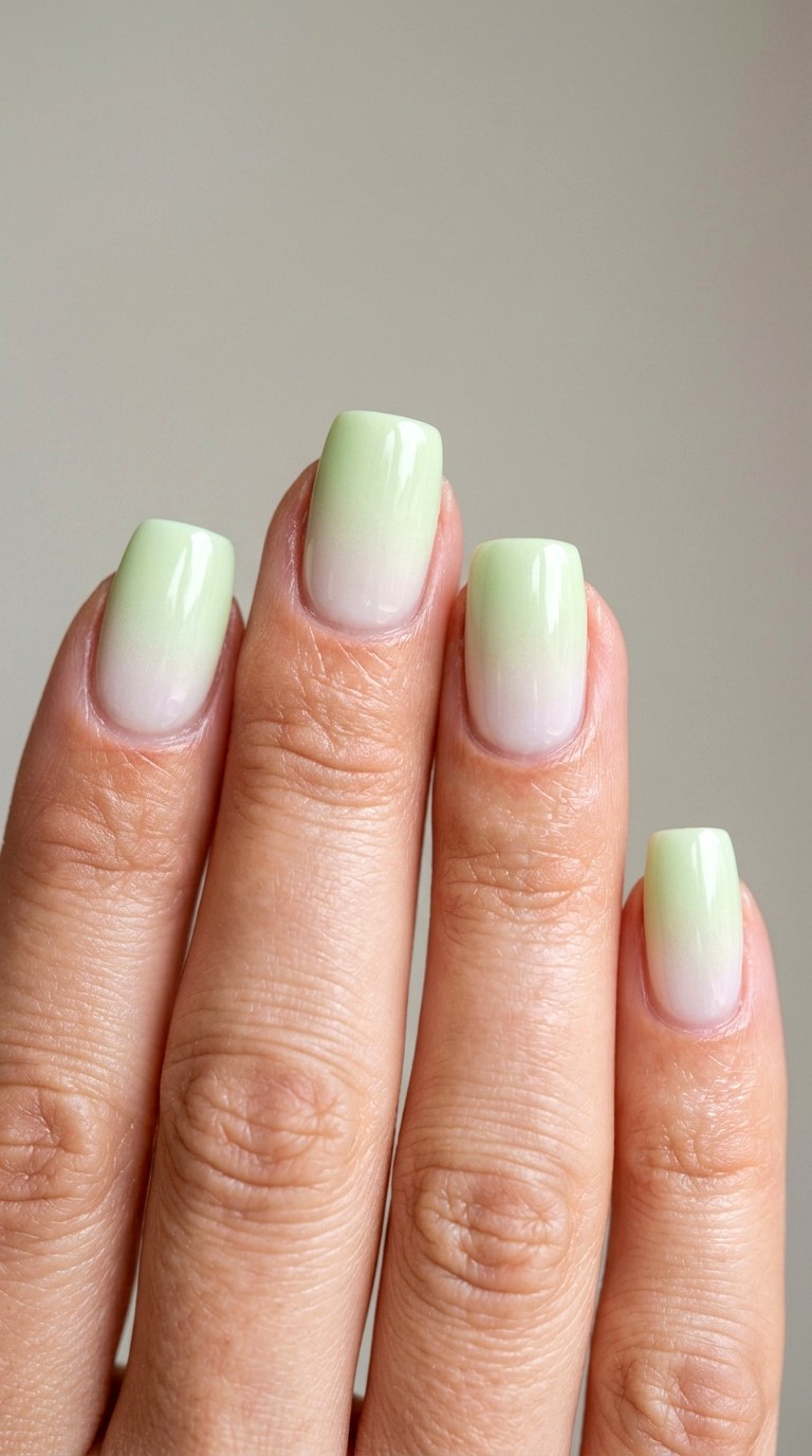 Soft Pistachio Ombre Fade - 28 Quick Spring Color Street Nails