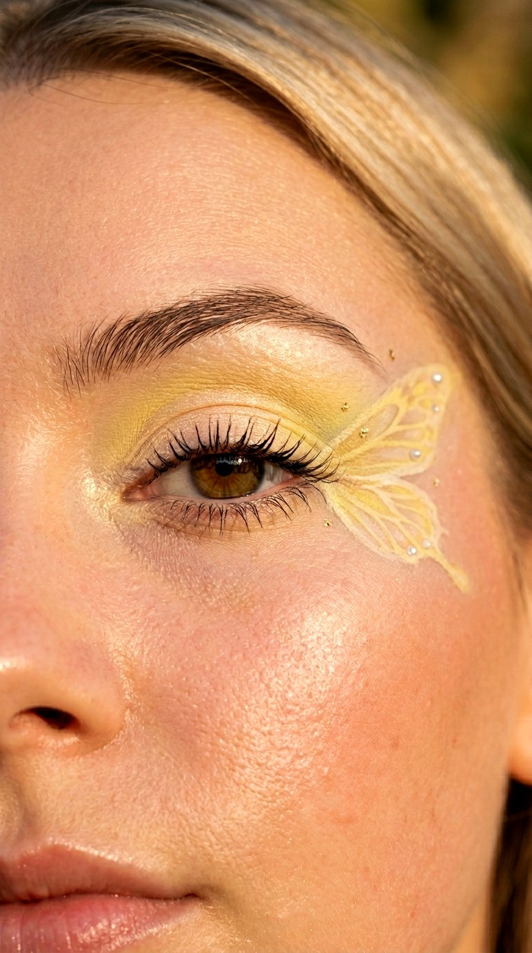 Soft Yellow Butterfly Sunshine Eyes - 27 Butterfly Pastel Eye Makeup