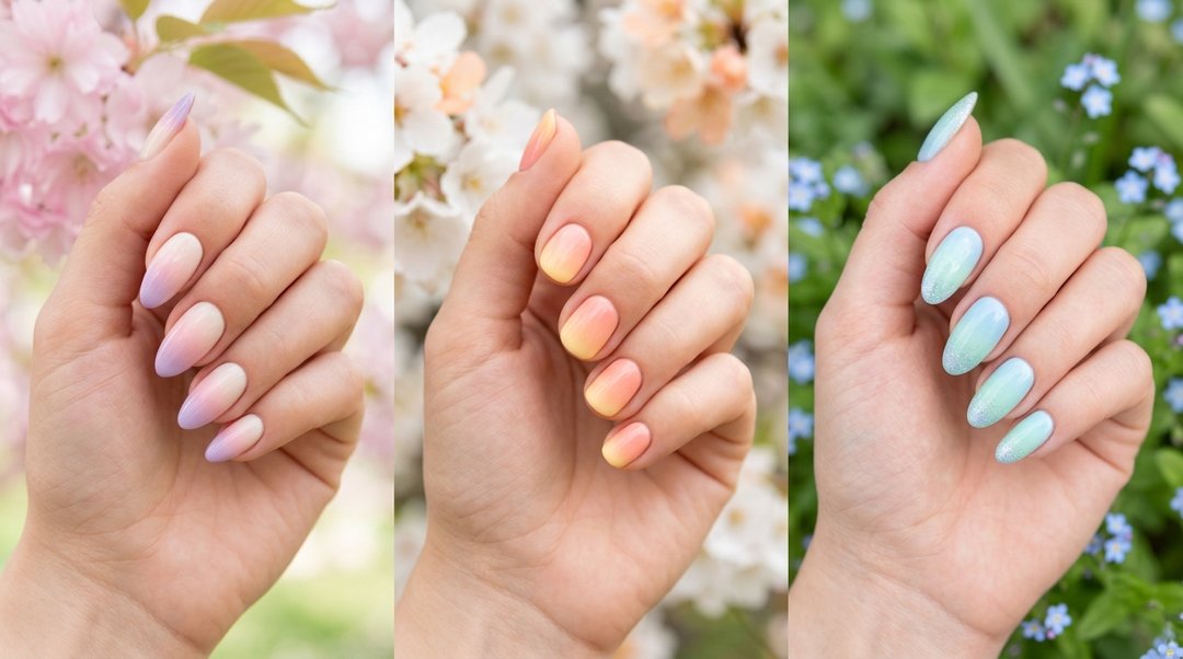 Soft Spring Ombre Nails Collage
